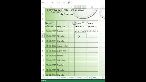 How to get Particular Days in Excel like Sunday in a Year #excel #shorts #shortcuts #excelshortcuts