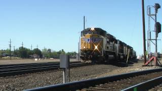 UP 8458 Leading A Long Manifest Through Amtrak Station Roseville, CA