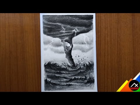 Easy Drawing SA  Cyclone and flood scenery drawing  Facebook