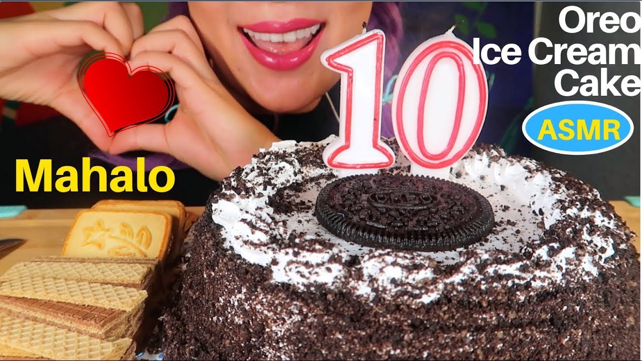 [10K]ASMR 오레오 아이스크림 케이크. 구독자 만명 감사 먹방| OREO ICE CREAM CAKE 10K SUBSCRIBERS|CURIE. ASMR