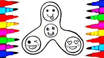 Learn Art l How To Draw and Color Fidget Spinner l Kids Drawing GIANT Fidget Spinner Coloring Videos