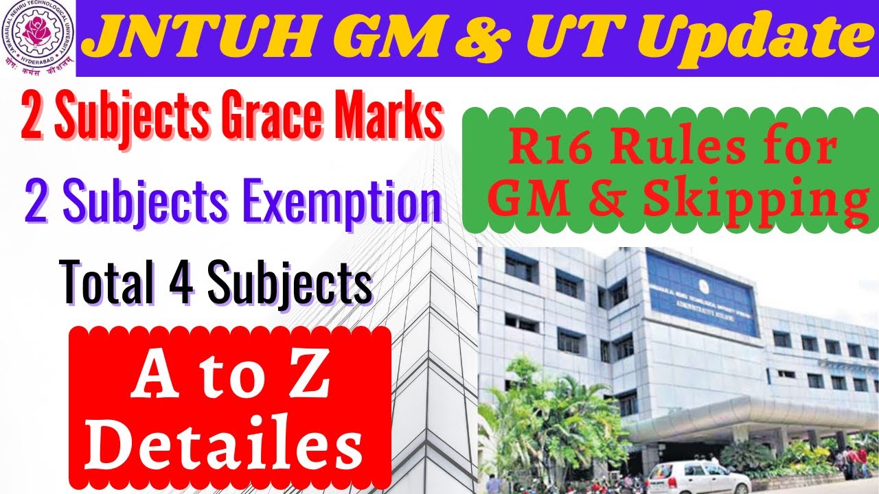 JNTUH Grace Marks & Exemption rule for B.Tech/B.Pharmacy R16 Regulations/JNTUH latest news 2020