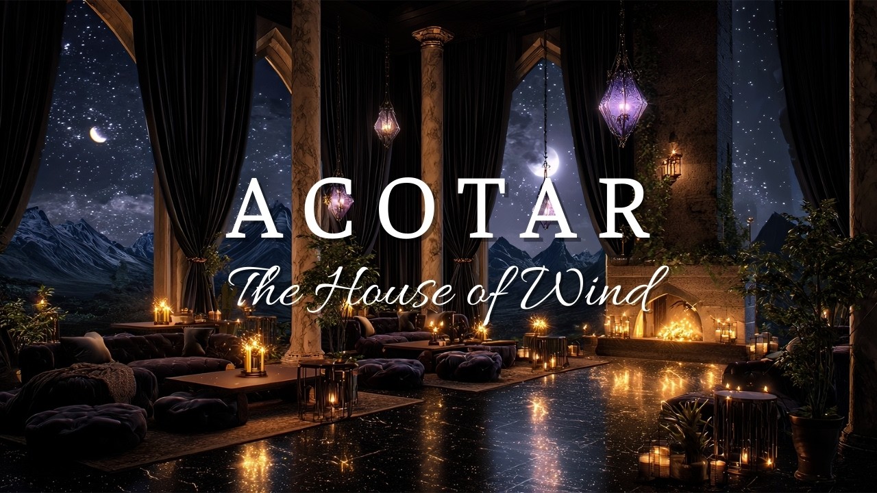 The House of Wind | ACOTAR Night Court Ambience with Snowy Wind & Fireplace Sounds – For Sleep