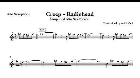 Creep Radiohead - Alto Saxophone Music Sheet (Transcribed by Avi Rafael)