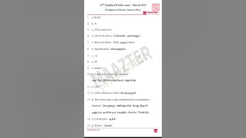 11th std | Public Exam 2023 | Computer Science | Original question Paper One Mark Answer Key | TN