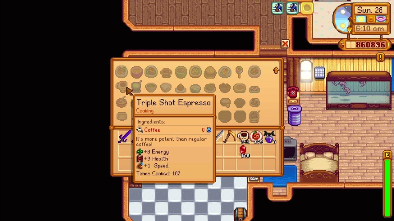 How to turn regular Coffee into Triple Shot Espresso Stardew Valley