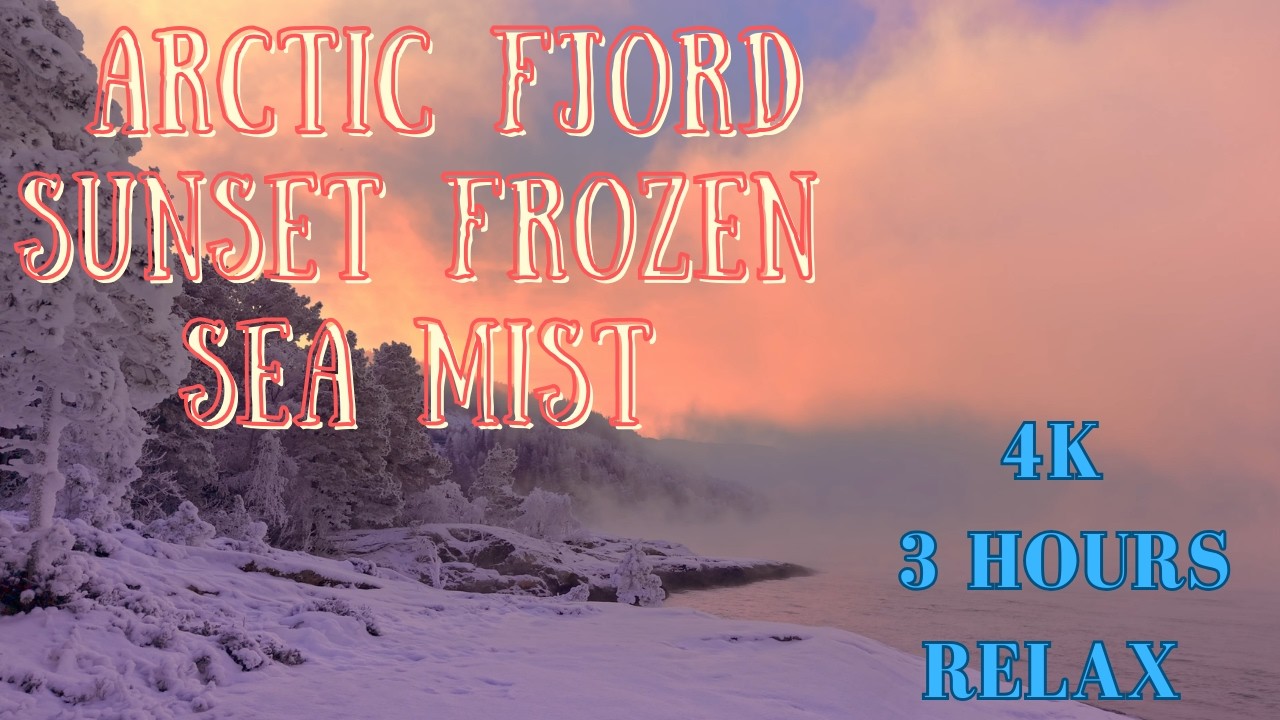 Arctic Fjord Sunset 4K Frozen Sea Mist, Golden Sky & Deep Winter Relaxation | Norway Nature Ambience