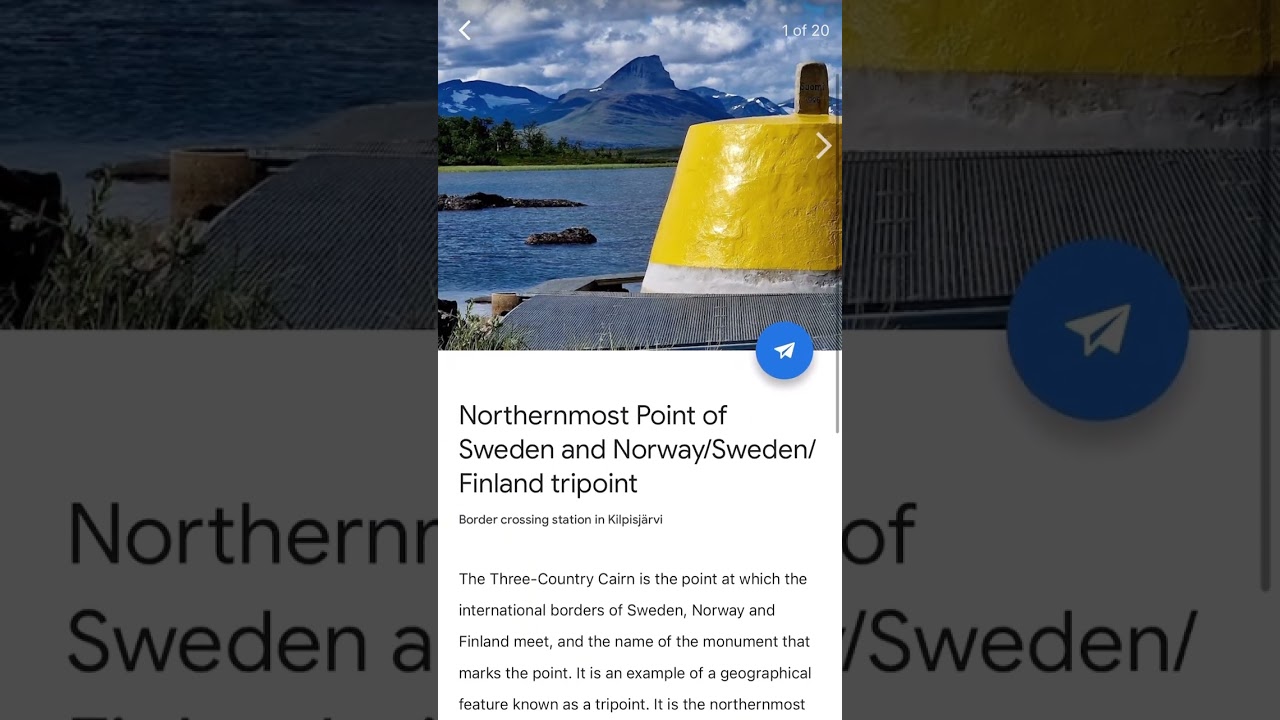 The tri-point where Finland, Norway and Sweden meet. 