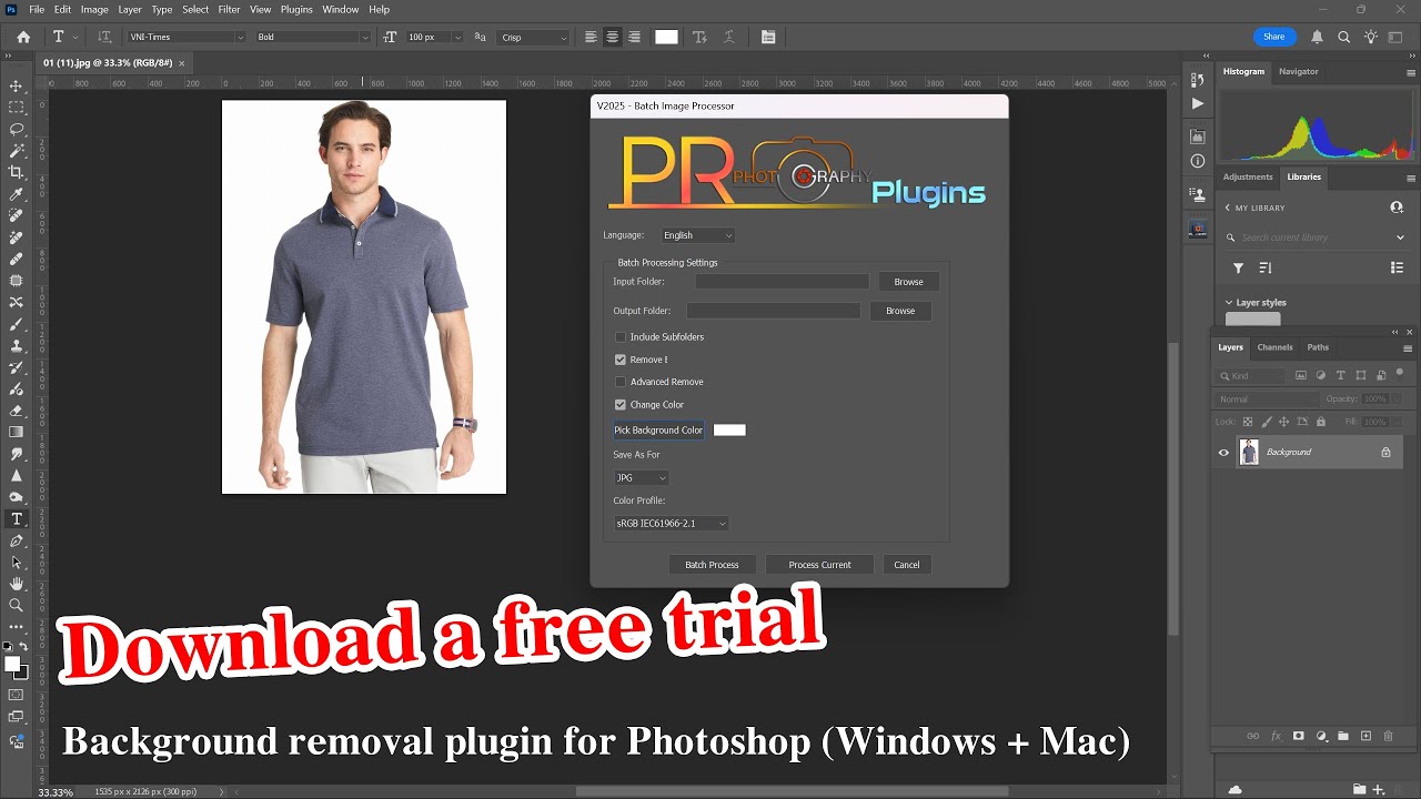Background removal plugin for Photoshop (Windows + Mac)