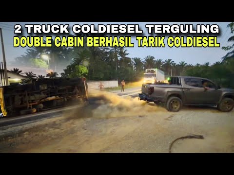 Truck Muatan Sayur Dan Truck Muatan Kelapa Sawit Terguling