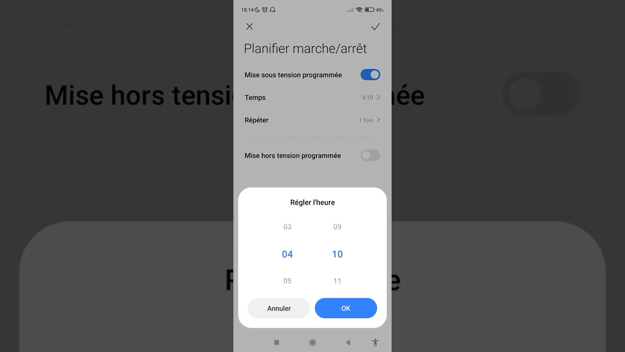 Programmer marche/arrêt sur son téléphone - Seulement sur Android