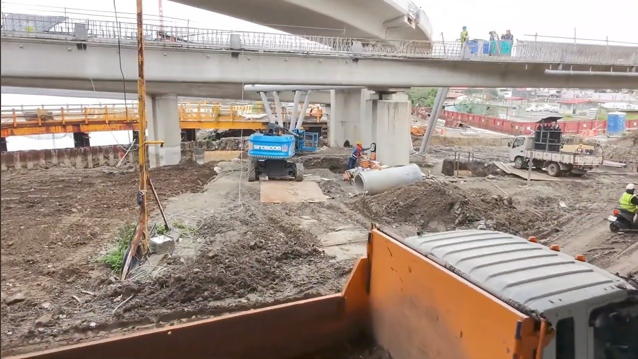 2026.03.07  淡江大橋  淡水端橋底 輕軌 行控中心 施工 各區更新進度施工概況  空拍 LIVE 直播