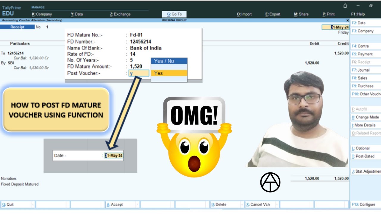 Developer Voucher Function How to Post FD Mature Master Voucher Using Tally TDL Functions ...