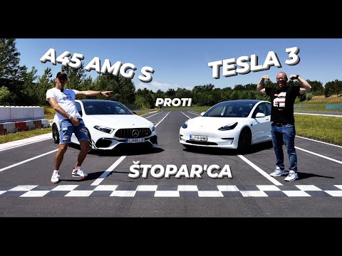 Štopar&rsquo;ca #4: Tesla 3 Dual Motor proti Mercedes A45 AMG S! - Štrom proti bencinarju!