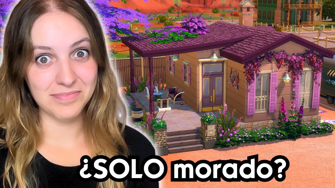 Los Sims 4 PERO solo puedo USAR UN COLOR | Color MORADO | Barrio Arcoíris 🌈 ||