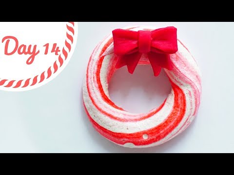 Candy Cane Meringue Cookie Wreaths Recipe || Vlogmas Day 14