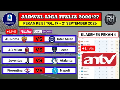 ahhad4d x acatoto - Jadwal Liga Italia 2026 Pekan 5~ROMA VS INTER MILAN~Klasemen Serie A 2026/2027 Terbaru~Live ANTV