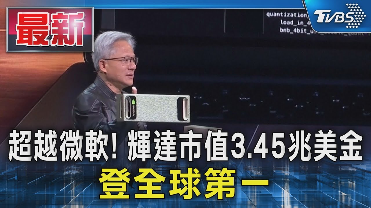 超越微軟! 輝達市值3.45兆美金 登全球第一｜TVBS新聞 @TVBSNEWS01
