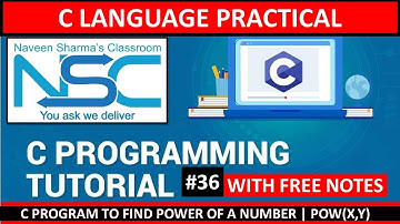 C PROGRAM TO FIND POWER OF A NUMBER | C PROGRAMMING TUTORIAL FOR BEGINNERS IN HINDI 36