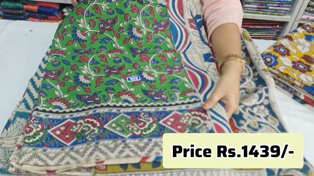 Kalamkari Silk Sarees!!!Diwali Offer Price Rs.1439/-Bargavi silks WhatsApp+91 94999 21147