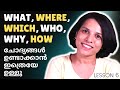 Lesson 6  what why how where when questions beginners challenge   spoken english  in malayalam