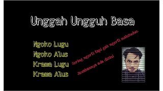 Unggah-Ungguh Basa. ngoko lugu, ngoko alus, krama lugu, krama alus.