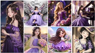 💜 Purple dress cartoon girl 🦋 dp image's for WhatsApp/Instagram/FB || ✨ Purple dress girl picture || screenshot 5