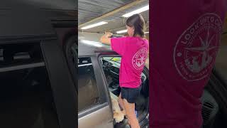Londyn buffing the roof of the Toyota farm truck ￼