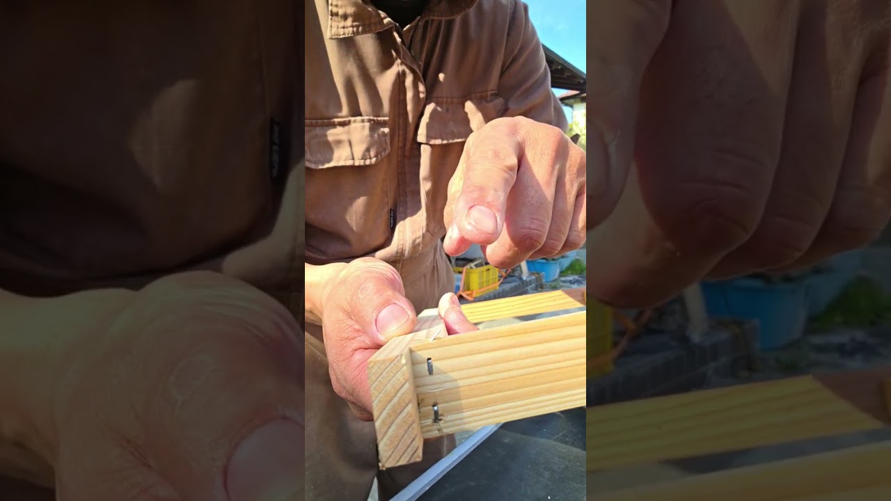 ミツバチの巣枠の組み立て　電動工具の取り扱い注意点有り