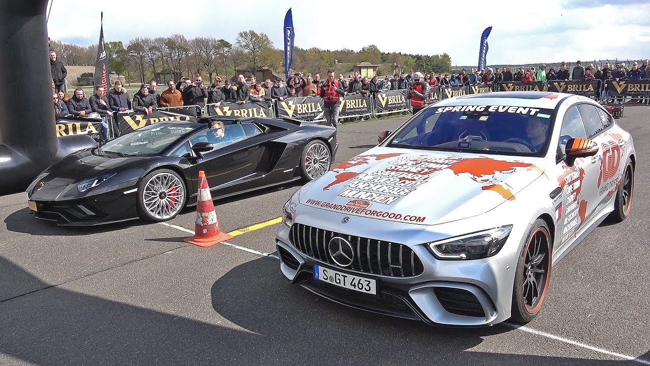 ⁣Mercedes AMG GT 63 S 4MATIC+ 4 Door Coupe vs Lamborghini Aventador S Roadster