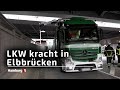 Erneuter LKW-Unfall an den Elbbrücken - Zugverkehr mehrere Stunden unterbrochen