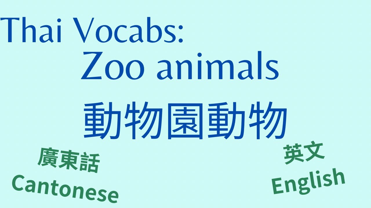 Thai Vocabs: Zoo Animals (Cantonese, English & Thai) 泰文生字:動物園動物(廣東話,英文 ...