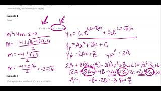 MATH 2320 - Second-Order Linear Non-Homogeneous Differential Equations with Constant Coefficients