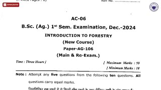 BSC 1ST SEM AG INTRODUCTION TO FORESTRY AC DEC 2024 | DBRAU