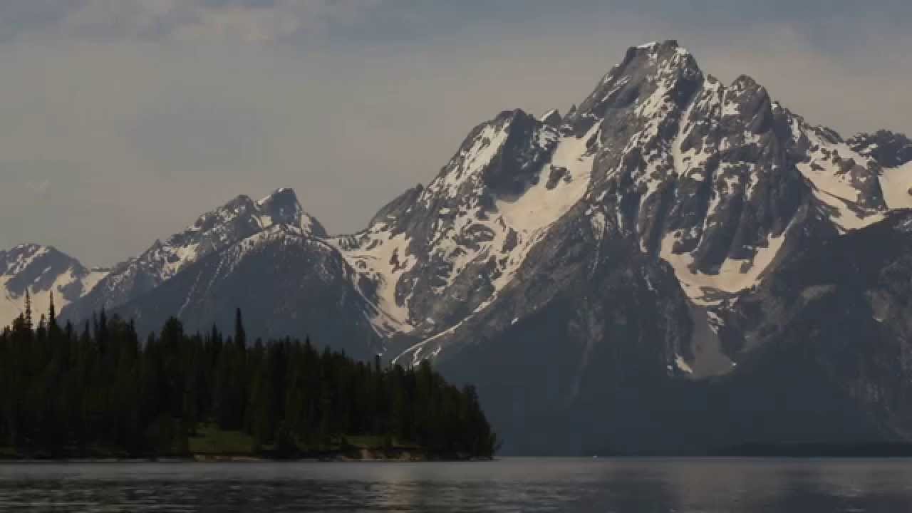 Grand Teton Mountain Range over Jackson Lake - Stock Video