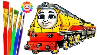 Thomas and Friends Big World Big Adventures REBECCA  HOW to DRAW TRAINS VIDEO for KIDS Coloring Page