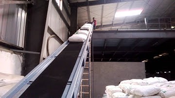 Inclined Bag handling conveyors manufacturer India | mezzanine floor conveyor manufacturer India