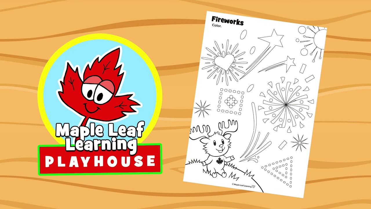 Color the Fireworks | Simple Worksheet for Kids | Maple Leaf Learning Playhouse