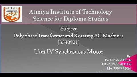 Lecture 8 Types of Torque and Excitation of Synchronous Motor