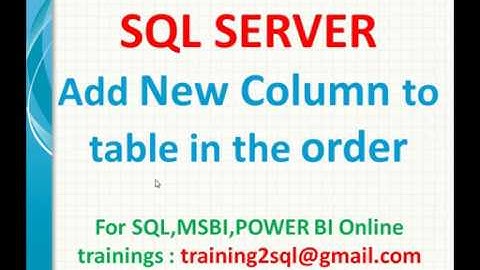 Add new column to existing table in SQL | New column to table in sql | SQL Alter Command
