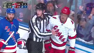 Evgeny Kuznetsov gets two minutes for cross checking Adam Fox in face in game 1 (5 may 2024)