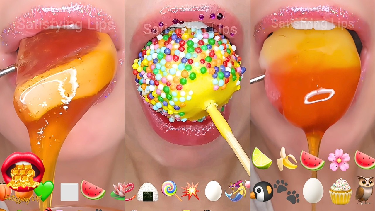1 Hour For Sleep Relax And Study ASMR Satisfying Eating Emoji Food Challenge