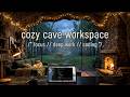 Ambient Focus Music & Fireplace Sounds for Deep Work (2.5 Hours)☕Cozy Cave Workspace at Dusk