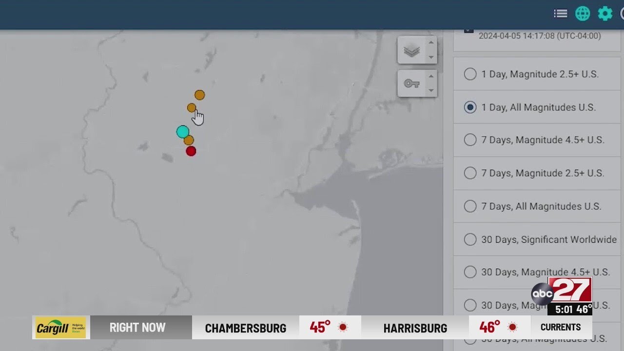 Earthquake felt in Pennsylvania