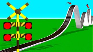 【踏切アニメ】でこぼこ線路を走る新幹線はやぶさ【カンカン】Railroad Crossing Animation in Bumpy Railroad Tracks ⭐ Fumikiri3D