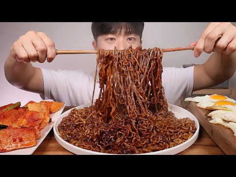 ㆍ짜파게티 맛있구만, , , ASMR BLACK <strong>BEAN</strong> NOODLES Seokbakji FRIED <strong>EGGS</strong> MUKBANG