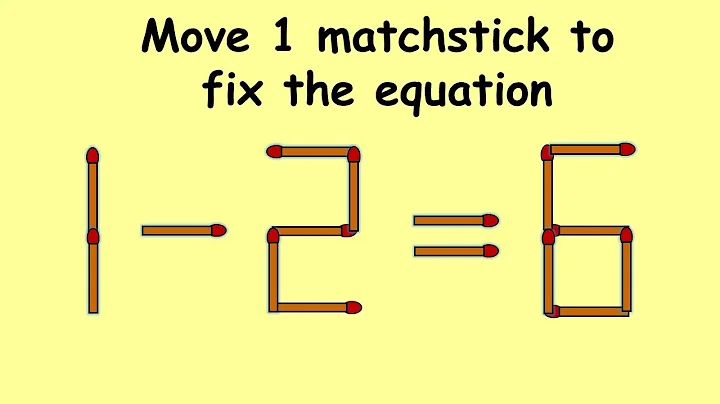 1-2=6 Turn this incorrect equation into correct| Match stick puzzle #186 | Puzzles with answer