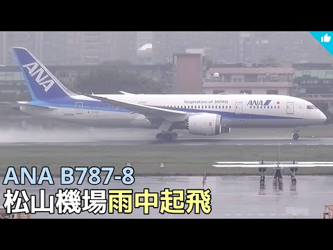 全日空787夢幻客機大雨中起飛離場🌧️✈️🇯🇵｜松山機場｜Happy追飛機