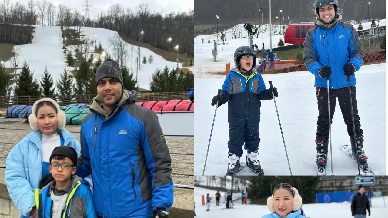 Hamro hari bijok 🤣🥴 first time skiing ⛷️ 