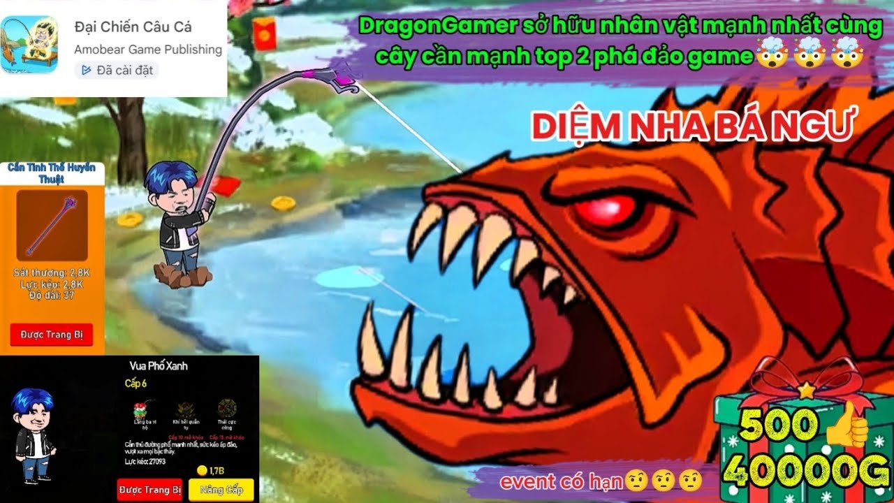 DragonGamer phát hiện cách mở Khoá cần top 2, Nhân vật mạnh nhất và Phá đảo🤯🤯 Trong Đại chiến câu cá
